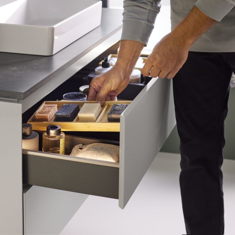 Geberit ONE washbasin cabinet with organisational system. Geberit ONE washbasin cabinet with organisational system.