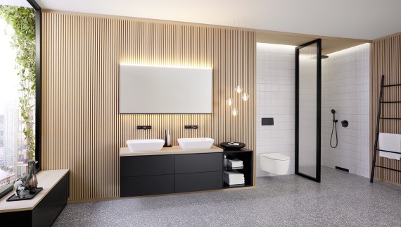 Geberit One bathroom with Option Plus mirror