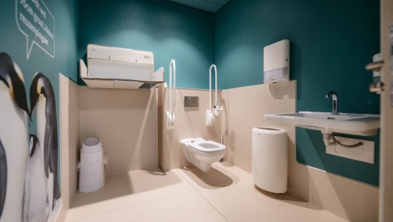 The equipment in the disabled WC also consists largely of Geberit products (© Michiel Stock)